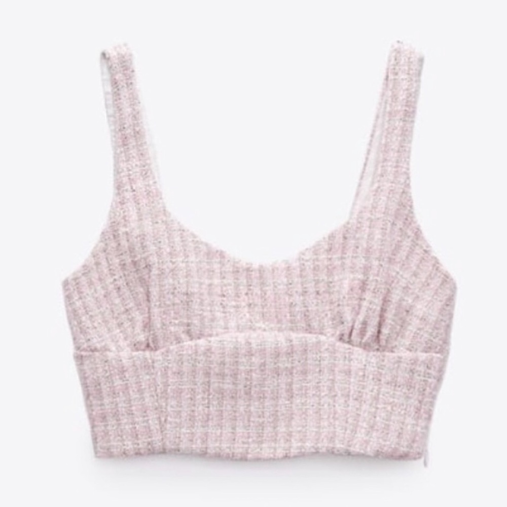 Zara textured tweed crop top size XS